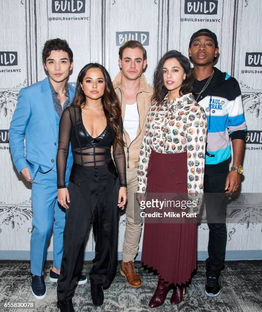 Ludi Lin, Becky G, Dacre Montgomery, Naomi Scott, and RJ Cyler attend Build Series to discuss "Power Rangers" at Build Studio on March 20, 2017 in...