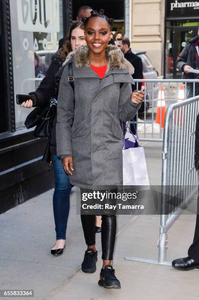 Actress Ashleigh Murray leaves the "AOL Build" taping at the AOL Studios on March 20, 2017 in New York City.