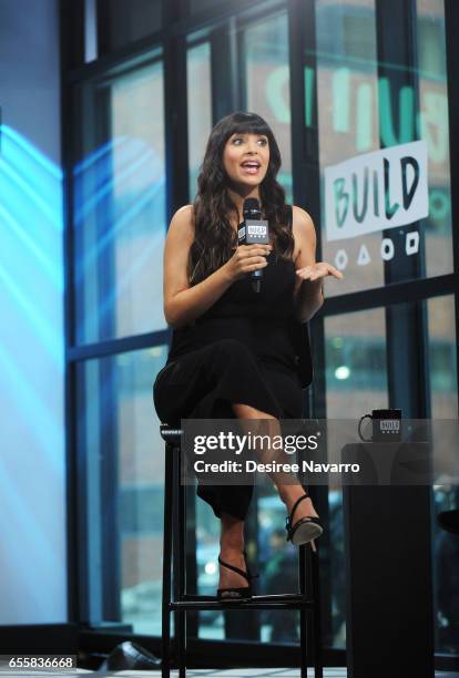 Actress Hannah Simone attends Build Series to discuss 'Kicking & Screaming' at Build Studio on March 20, 2017 in New York City.