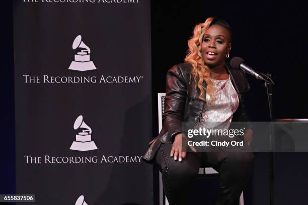 Singer/ songwriter Andrea Martin speaks during the GRAMMY Pro Songwriters Summit: Women Making Music at The Apollo Theater on March 20, 2017 in New...