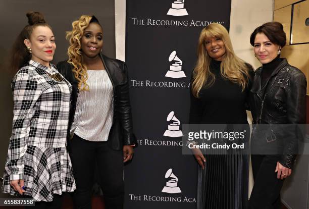Kendra Foster, Andrea Martin, Tracey J. Jordan and Emily King attend the GRAMMY Pro Songwriters Summit: Women Making Music at The Apollo Theater on...