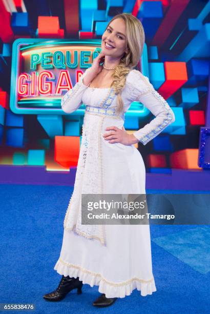 Ximena Cordoba is seen on the set of "Pequenos Gigantes USA" at Univision Studios on March 20, 2017 in Miami, Florida.