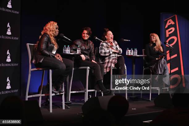 Andrea Martin, Emily King, Kendra Foster and Tracey J. Jordan speak during the GRAMMY Pro Songwriters Summit: Women Making Music at The Apollo...