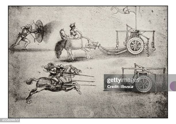 ilustraciones, imágenes clip art, dibujos animados e iconos de stock de bocetos y dibujos de leonardo: concepto de tanque - leonardo da vinci