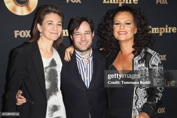 Ilene Chaiken, Danny Strong and Sanaa Hamri attend the Spring Premiere Of FOX's "Empire" at Pacific Theatres at The Grove on March 20, 2017 in Los...