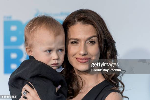 Rafael Thomas Baldwin and Hilaria Baldwin attend "The Boss Baby" New York Premiere at AMC Loews Lincoln Square 13 theater on March 20, 2017 in New...