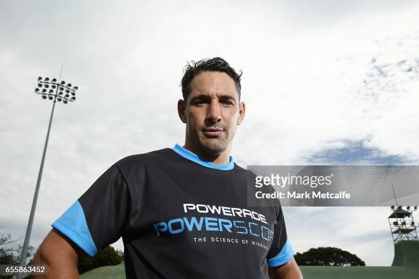 Billy Slater poses during the Powerade Powerscore Launch Event at North Sydney Oval on March 21, 2017 in Sydney, Australia.