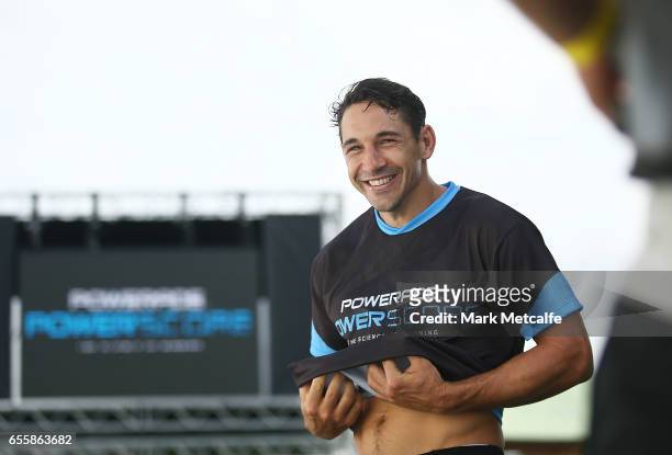 Billy Slater smiles during the Powerade Powerscore Launch Event at North Sydney Oval on March 21, 2017 in Sydney, Australia.