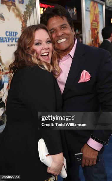 Melissa McCarthy and Erik Estrada attend the premiere of Warner Bros. Pictures' "CHiPS" at TCL Chinese Theatre on March 20, 2017 in Hollywood,...