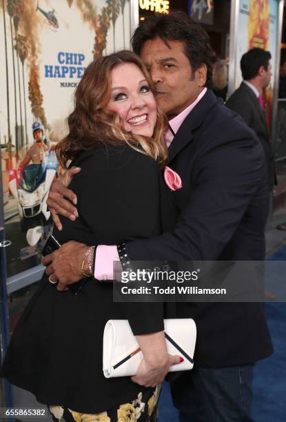 Melissa McCarthy and Erik Estrada attend the premiere of Warner Bros. Pictures' "CHiPS" at TCL Chinese Theatre on March 20, 2017 in Hollywood,...