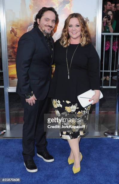 Ben Falcone and Melissa McCarthy arrive at the Los Angeles Premiere "CHiPS" at TCL Chinese Theatre on March 20, 2017 in Hollywood, California.