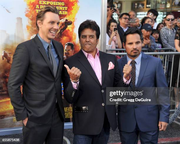 Actors Dax Shepard, Erik Estrada and Michael Pena arrive at the premiere of Warner Bros. Pictures' "CHiPS" at TCL Chinese Theatre on March 20, 2017...