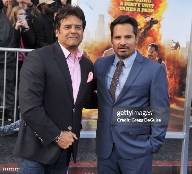 Actors Erik Estrada and Michael Pena arrive at the premiere of Warner Bros. Pictures' "CHiPS" at TCL Chinese Theatre on March 20, 2017 in Hollywood,...
