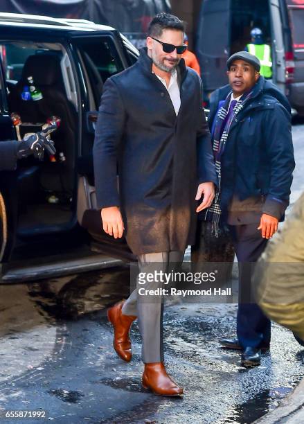 Actors Joe Manganiello is seen interview at 'Good Morning America' at the ABC Times Square Studios on March 20, 2017 in New York City.