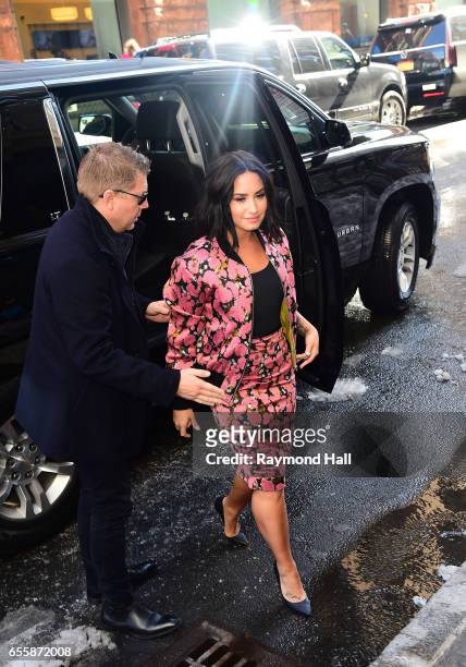 Actress and singer Demi Lovato tapes an interview at 'Good Morning America' at the ABC Times Square Studios on March 20, 2017 in New York City.