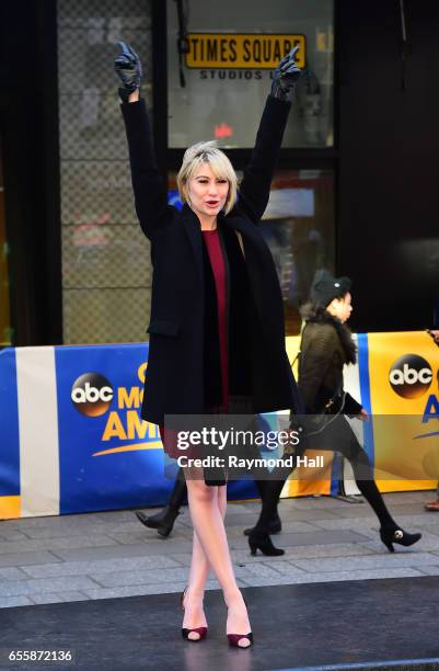 Actress Chelsea Kane leaves the 'Good Morning America' taping at the ABC Times Square Studios on March 20, 2017 in New York City.