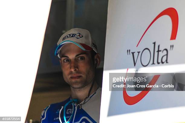 Davide Cimolai of FDJ cycling team at the podium ceremony after win the first stage of Tour cycling race, La Volta a Catalunya, on May 20, 2017 in...