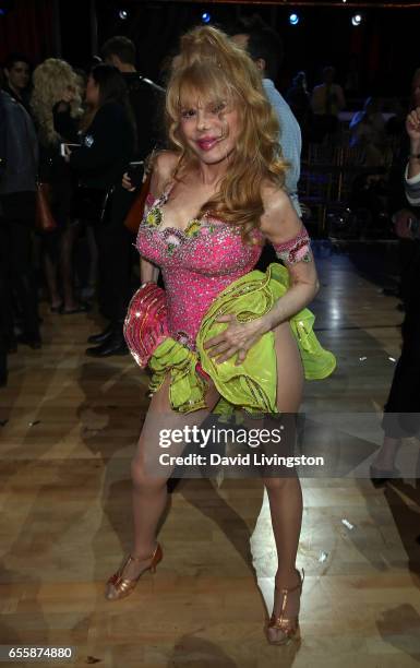 Pop music icon Charo attends "Dancing with the Stars" Season 24 premiere at CBS Televison City on March 20, 2017 in Los Angeles, California.