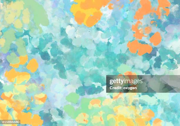 yellow green abstract painting pattern on canvas - palet stockfoto's en -beelden