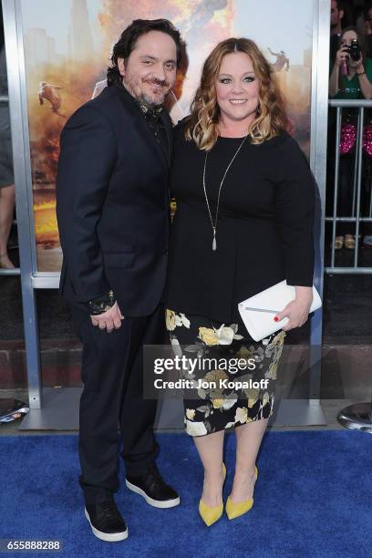 Ben Falcone and Melissa McCarthy arrive at the Los Angeles Premiere "CHiPS" at TCL Chinese Theatre on March 20, 2017 in Hollywood, California.