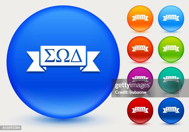 fraternity ribbon icon on shiny color circle buttons - sorority stock illustrations