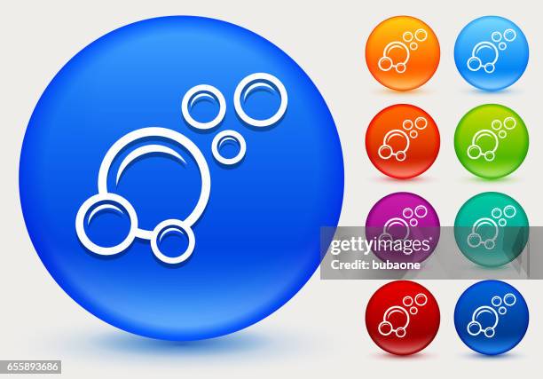 illustrations, cliparts, dessins animés et icônes de icône de bulles sur le cercle de couleur brillante boutons - station de lavage auto
