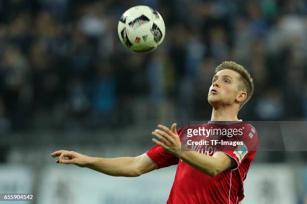 Patrick Weihrauch of FC Wuerzburger Kickers controls the ball during the Second Bundesliga match between TSV 1860 Muenchen and FC Wuerzburger Kickers...