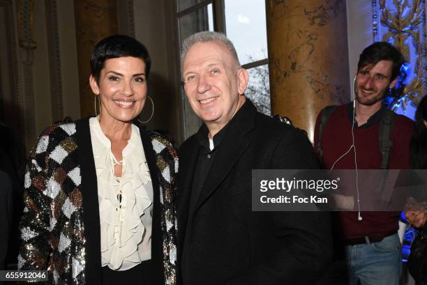 Cristina Cordula and Jean Paul Gaultier attend "France By Jean Paul Gaultier": Limited Coin Collection Press Preview At La Monnaie de Paris on March...