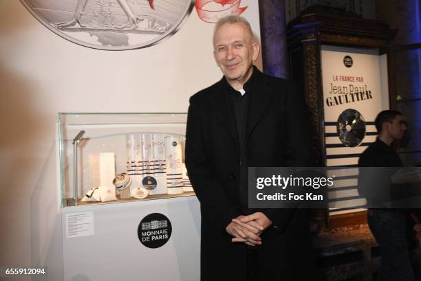 Jean Paul Gaultier attends "France By Jean Paul Gaultier": Limited Coin Collection Press Preview At La Monnaie de Paris on March 20, 2017 in Paris,...
