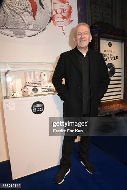 Jean Paul Gaultier attends "France By Jean Paul Gaultier": Limited Coin Collection Press Preview At La Monnaie de Paris on March 20, 2017 in Paris,...