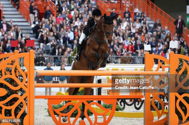 Edwina Tops-Alexander of Australia riding California competes in the Grand Prix Hermes CSI5 show jumping event on day three of the Saut Hermes at the...