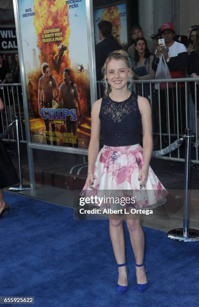 Actress Laura Slade Wiggins arrives for the Premiere Of Warner Bros. Pictures' "CHiPS" held at TCL Chinese Theatre on March 20, 2017 in Hollywood,...