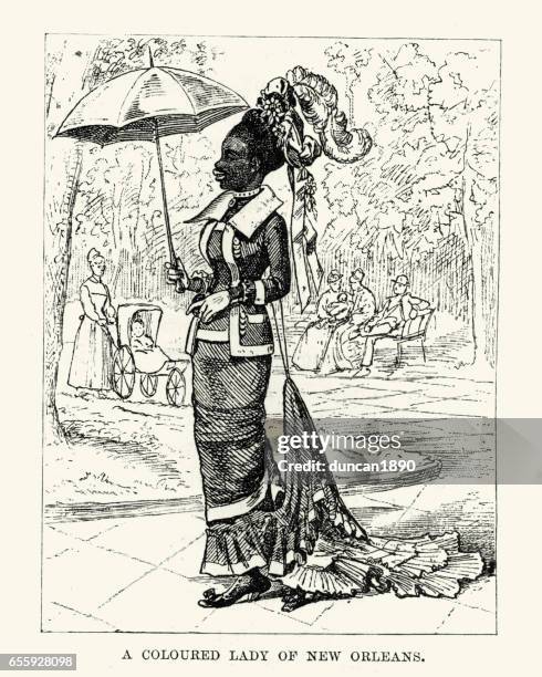 african american lady of new orleans, 19th century - african ethnicity woman stock illustrations