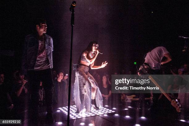 Neil Perry, Kimberly Perry and Reid Perry of The Band Perry perform at El Rey Theatre on March 20, 2017 in Los Angeles, California.