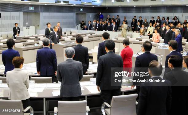 Former Tokyo Metropolitan Governor Shintaro Ishihara testifies during a session of a special committee at the Tokyo Metropolitan Assembly...