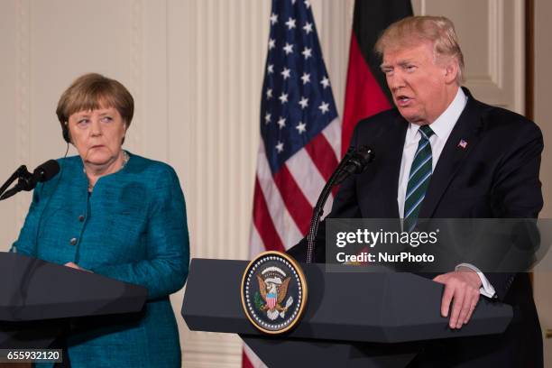 President Trump and Chancellor Angela Merkel of Germany, held a joint press conference in the East Room of the White House, on Friday, March 17, 2017.