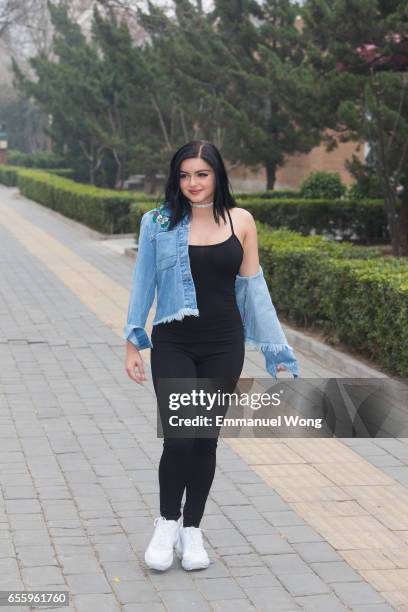Ariel Winter, wearing the H&M Loves Coachella collection, leaves her hotel on March 20, 2017 in Beijing, China.