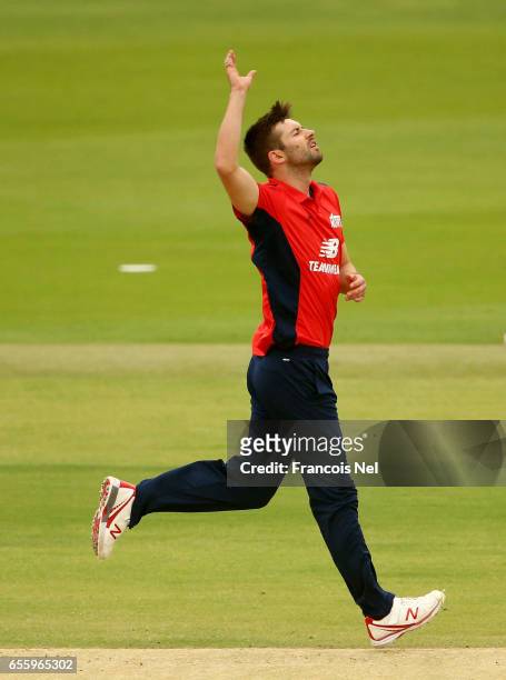 Mark Wood of The North bowls during Game Three of the ECB North versus South Series at Zayed Stadium on March 21, 2017 in Abu Dhabi, United Arab...
