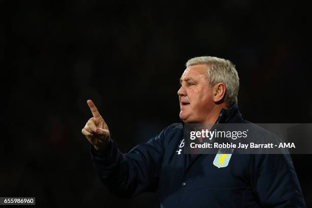 Steve Bruce head coach / manager of Aston Villa during the Sky Bet Championship match between Huddersfield Town and Aston Villa at John Smith's...