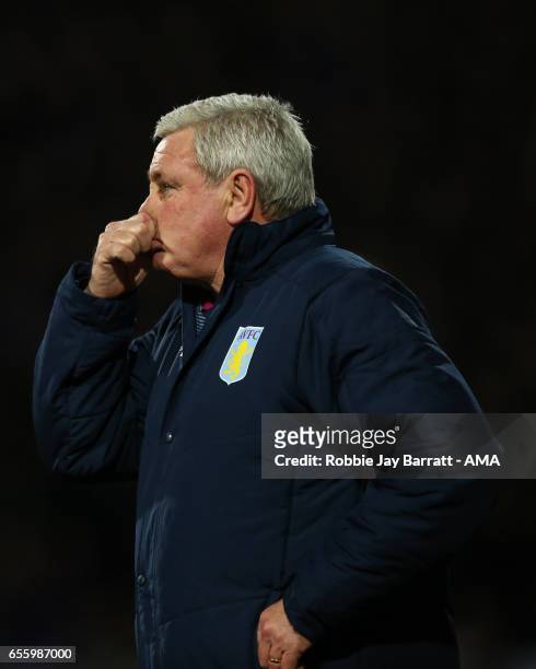 Steve Bruce head coach / manager of Aston Villa during the Sky Bet Championship match between Huddersfield Town and Aston Villa at John Smith's...