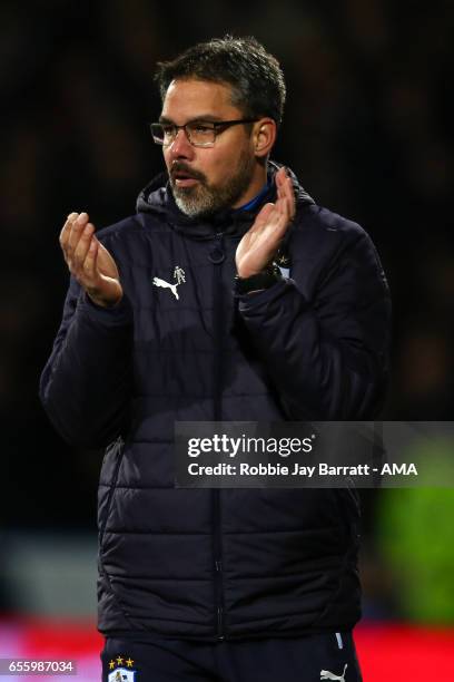 David Wagner head coach / manager of Huddersfield Town during the Sky Bet Championship match between Huddersfield Town and Aston Villa at John...