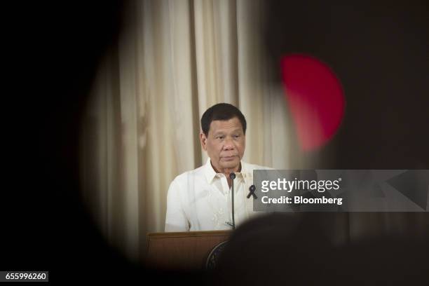 Rodrigo Duterte, the Philippines' president, speaks during a news conference at Government House in Bangkok, Thailand, on Tuesday, March 21, 2017....