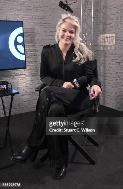 Singer Louisa Johnson joins BUILD for a live interview at their London studio at AOL on March 21, 2017 in London, United Kingdom.