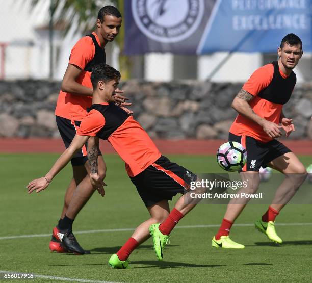 Yan Dhanda of Liverpool during a training session at Tenerife Top Training on March 21, 2017 in Tenerife, Spain.