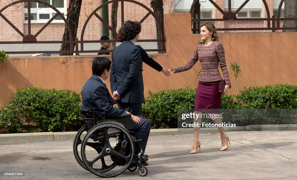 Queen Letizia Of Spain Arrives at Headquarters Of The Real Board Of Disability