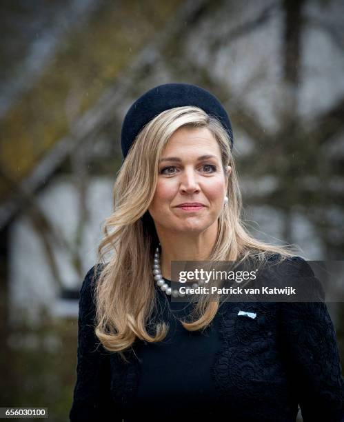 Queen Maxima of The Netherlands attends the funeral of Prince Richard at the Evangelische Stadtkirche on March 21, 2017 in Bad Berleburg, Germany....