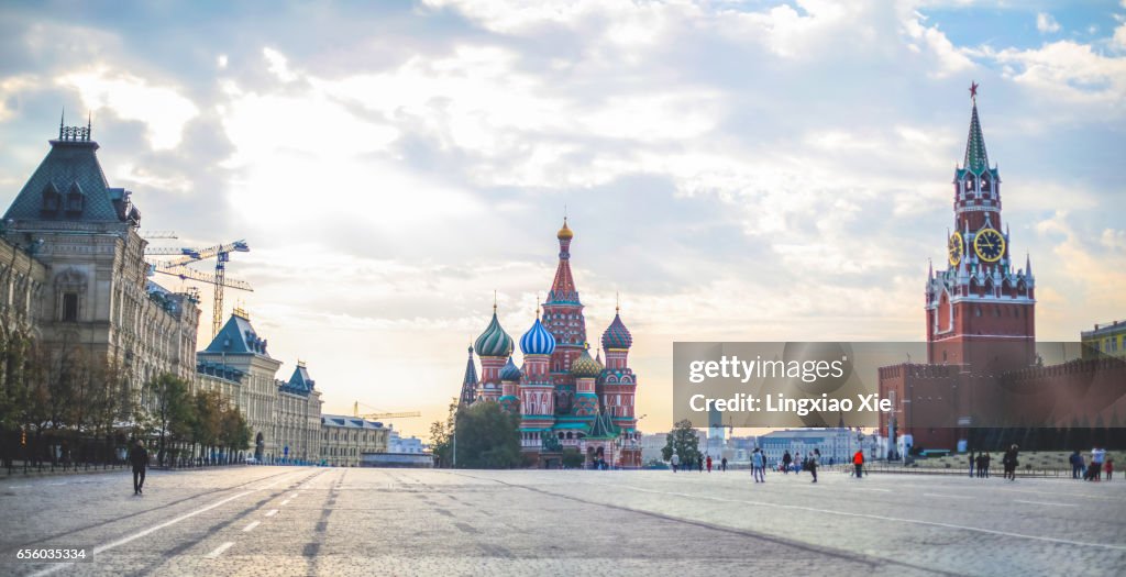 Tranquil Red Square at morning dawn, Moscow, Russia