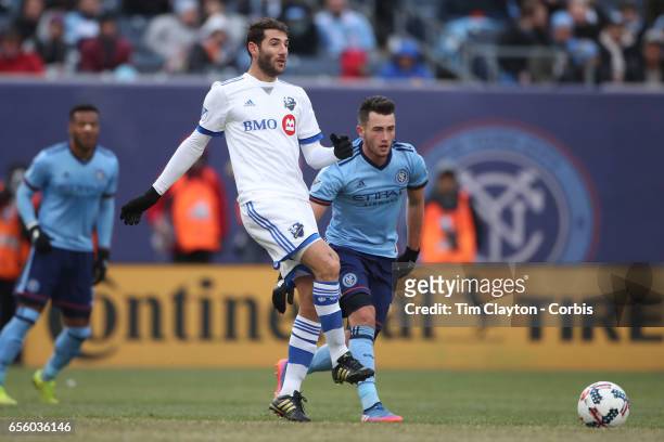 March 18: Ignacio Piatti of Montreal Impact in action during the New York City FC Vs Montreal Impact regular season MLS game at Yankee Stadium on...