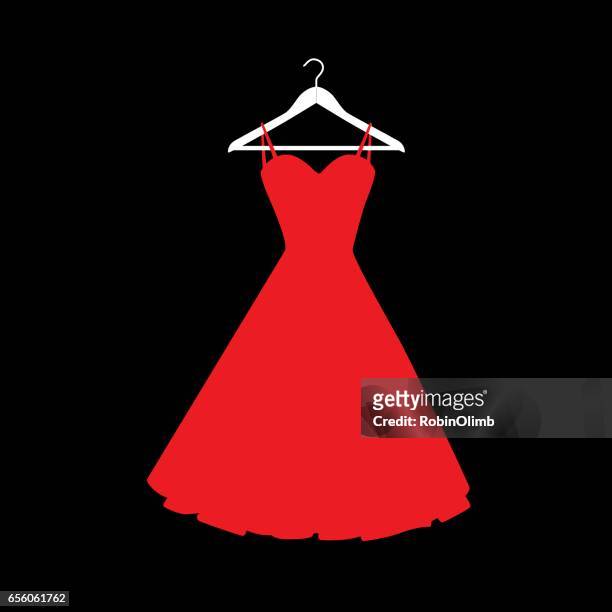 illustrazioni stock, clip art, cartoni animati e icone di tendenza di icona abito rosso sul gancio - vestito da donna