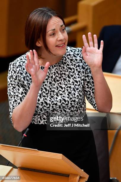 Kezia Dugdale Leader of the Scottish Labour Party attends the debate on a second independence referendum at the Scottish Parliament on March 21, 2017...